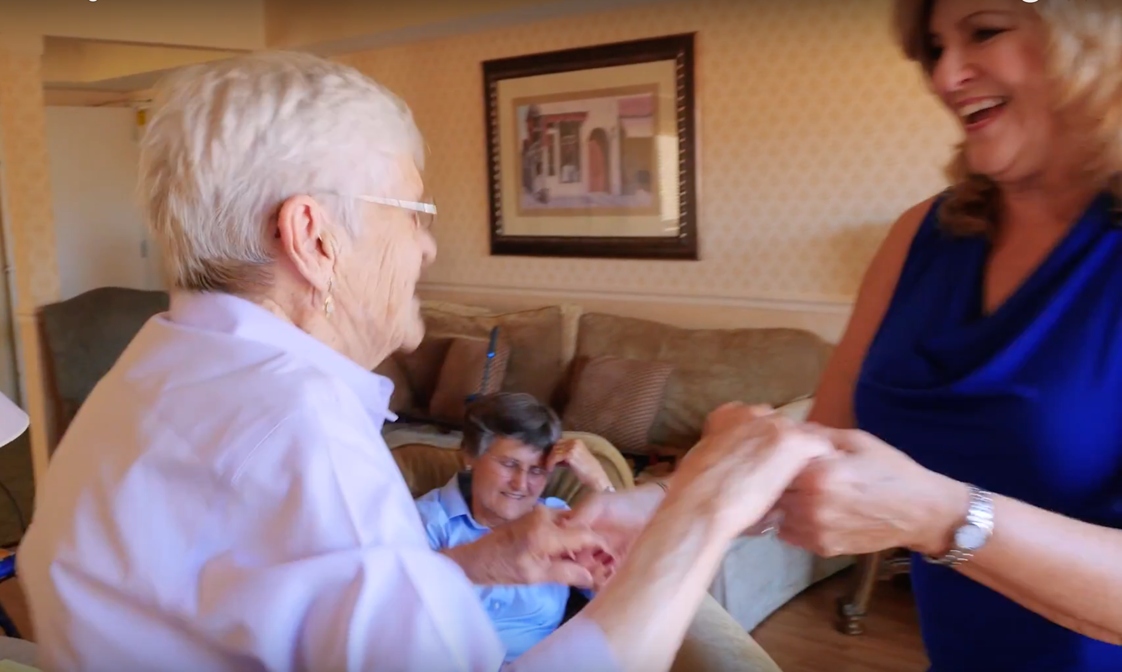 Kathy dancing with senior client
